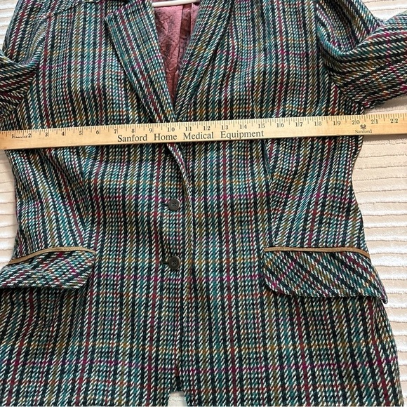 Hienzelaumn Blazer/Jacket Wool Tweed  Multicoloured US Sz10 Elbow patches VTG - Picture 10 of 14